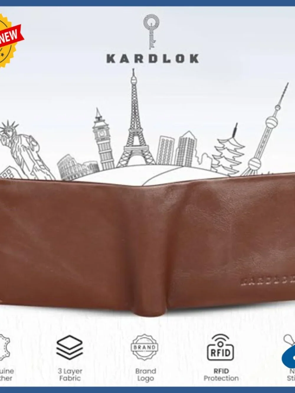 Genuine Leather Bifold Wallet RFID Blocking Slim 6 Card Slots Coin Pocket